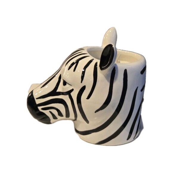 New Ceramic Zebra Black & White Safari Jungle Animal Candle Room Decor - Picture 3 of 3